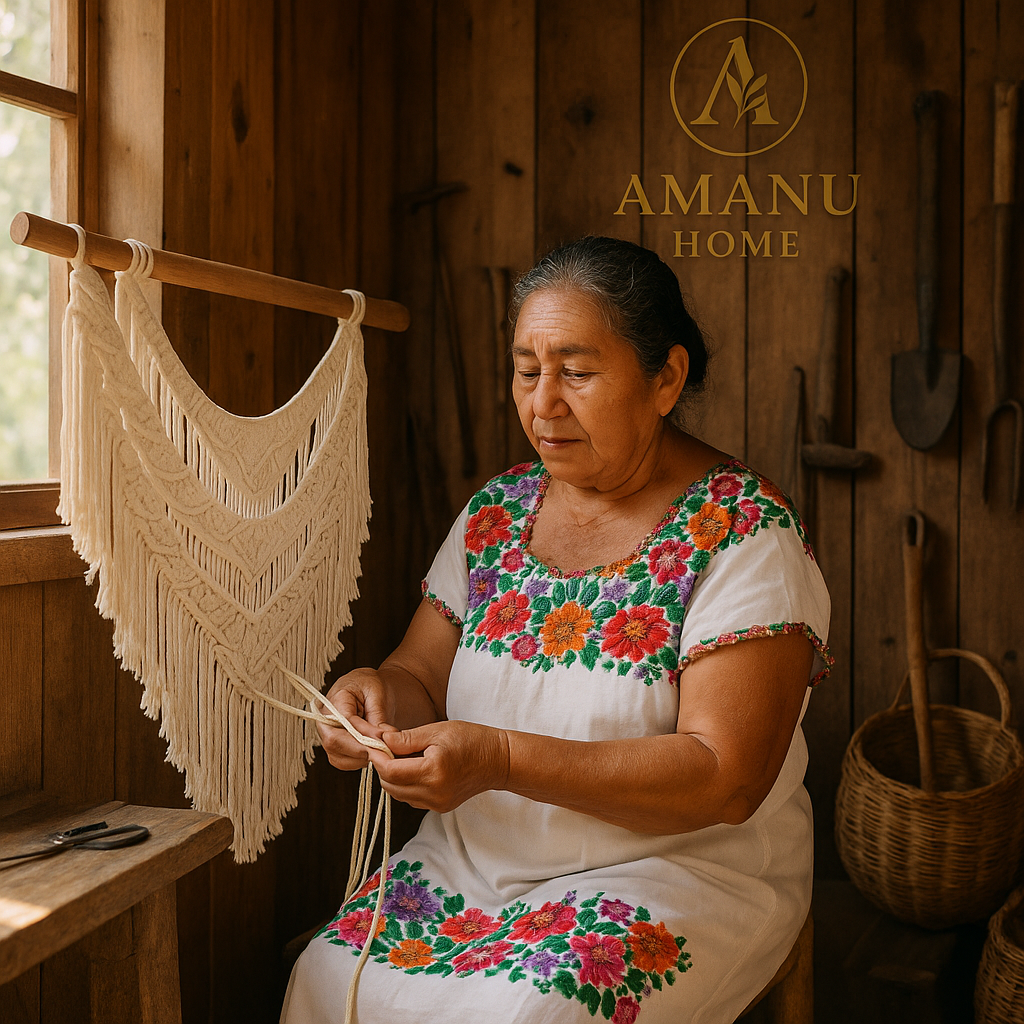 Colgante de Macramé Artesanal Yucateco - Hecho a Mano